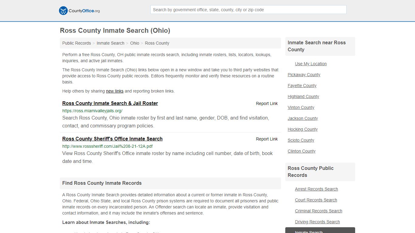 Inmate Search - Ross County, OH (Inmate Rosters & Locators)